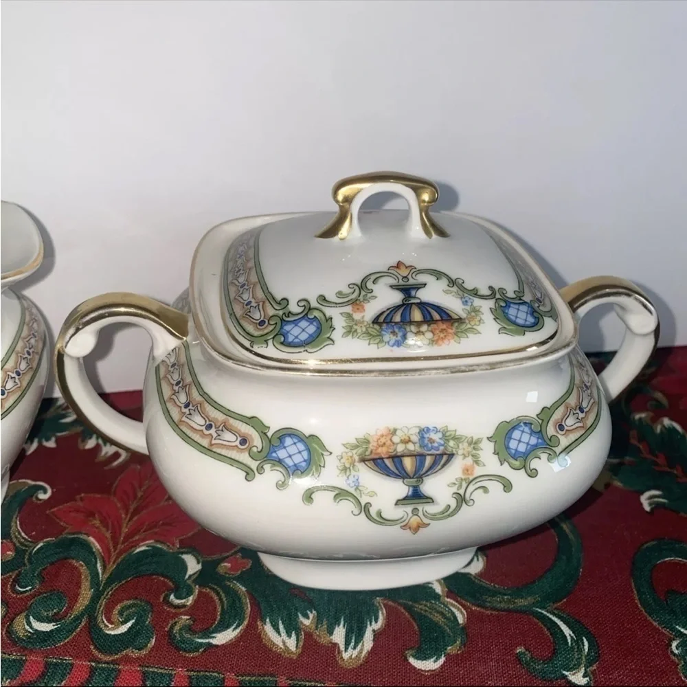 ART DECO CREAMER & SUGAR BOWL/LID, ‎ PAUL MULLER, SELB, BAVARIA, 